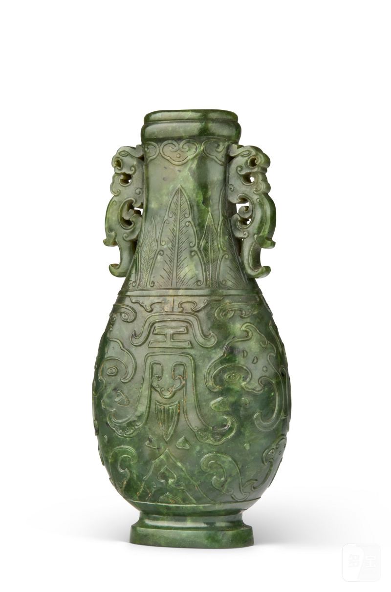 清 碧玉仿古鳳耳瓶  CHINA, QING DYNASTY (1644-1911) - 图3